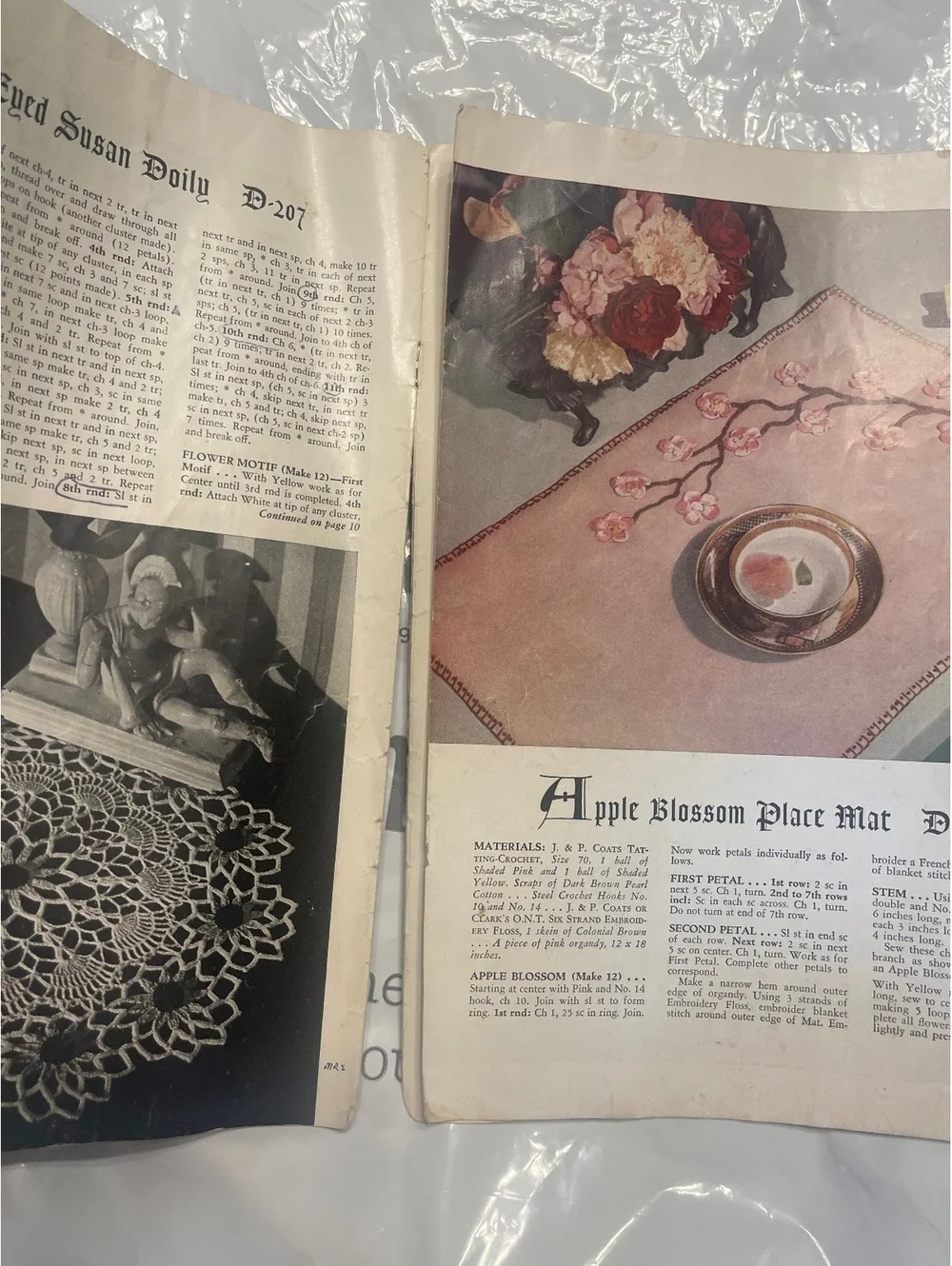 READ Vintage 1949 Clarks Floral Doilies Crochet Pattern Booklets - Set of 2